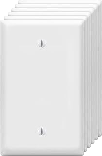 ZEFTV Unbreakable 1-Gang Blank Wall Plates (6 Pack, White) - Thermoplastic Covers for Switches, Outlets & Light Receptacles