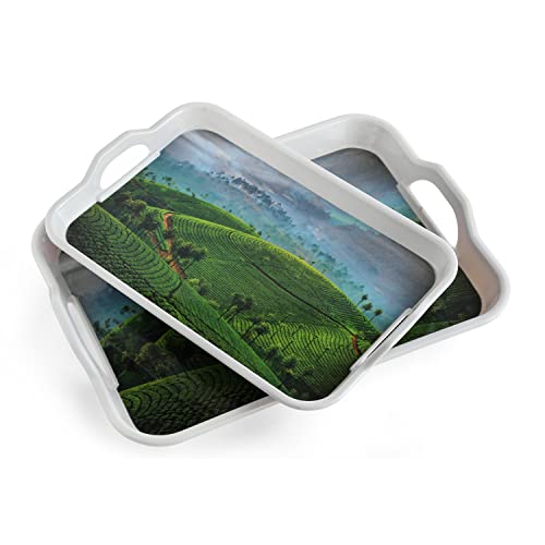 Image of SUPERWARE | Food Grade Melamine | Serving Tray Set - Handy Tray Munnar (2 nos.) | Serveware, Tableware, Stain Free, Glazed Finish