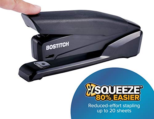 Bostitch Office Executive 3 in 1 Stapler, Includes 210 Staples and Integrated Staple Remover, One Finger Stapling, No Effort, 20 Sheet Capacity, Spring Powered Stapler, Black (INP20-BLK) - Image 2
