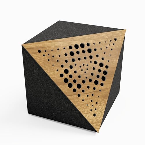 2 Pack — Ceiling Acoustic Corner Bass Trap «TRICUB-WILDS» Acoustic Foam with Perforated Laminated HDF Plate | Cube Bass Trap (Oak, TRICUB-WILDS)