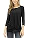 DJT Women's Long Sleeve Boat Neck Lace Hem Hankerchief Tunic Shirts Medium Navy