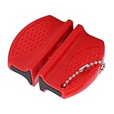 Con una cadena de gancho: el afilador de cuchillos está equipado con una cadena de gancho, que se puede colgar después de su uso, lo que ahorra espacio, es fácil de transportar y almacenar.