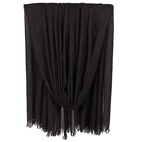 LMVERNA Women Solid Color Scarfs Large Long Lightweight Fringed Headscarf Linen Sheer Shawl Wrap, Dark Grey, M