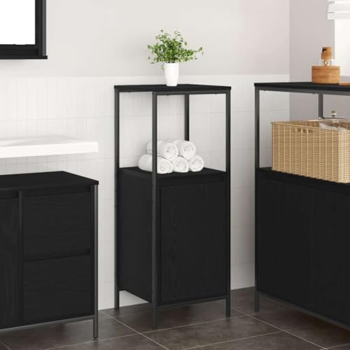 Gecheer Mueble de baño con estantes Roble Negro 36x35x95 cm,Columna Baño,Armario Baño,Armario Multiusos,Mueble Auxiliar Baño