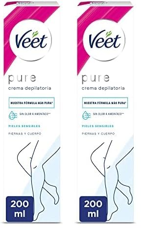 Veet Crema Depilatoria Corporal para Mujer con Aloe Vera y Vitamina E, Pieles sensibles, 200 ml (106180) (Paquete de 2)