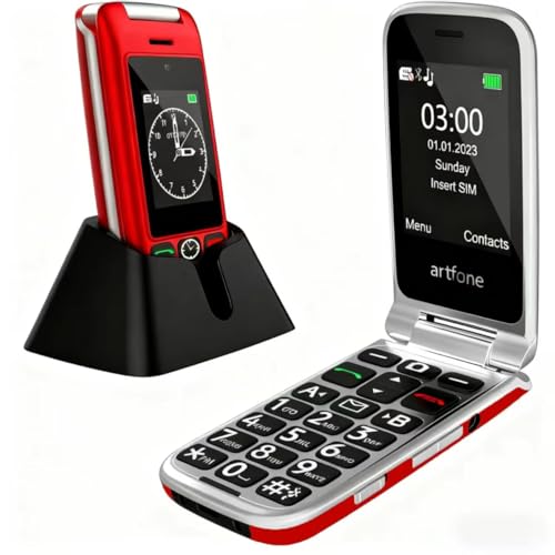 artfone G6 Pro Red - 4G LTE Flip Phone Unlcoked丨Cell Phone for Seniors丨2.4