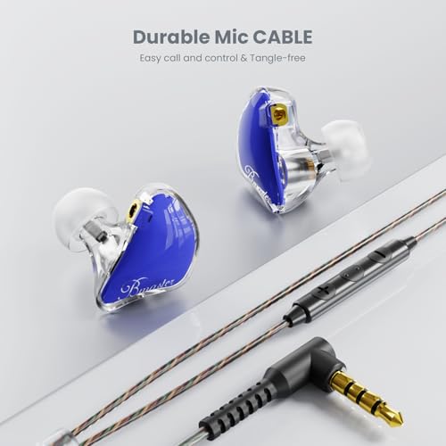 BASN Bmaster IEM モニターイヤホン トリプルドライバー インイヤーモニター 2本の着脱可能MMCXケーブル付属 音楽家/ドラマー向け カナル型有線イヤホン (Royal Blue)