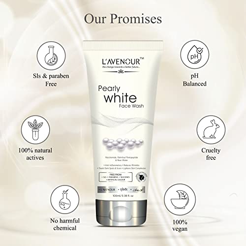 Image of L'avenour Pearly White Face Wash for Men & Women With Niacinamide, Rose Water, Reduce Wrinkles, Treat Dark Spots & Scars, Anti-Inflammatory, For Normal & Oily Skin, Paraben Free - 100ml (Pack of 2)