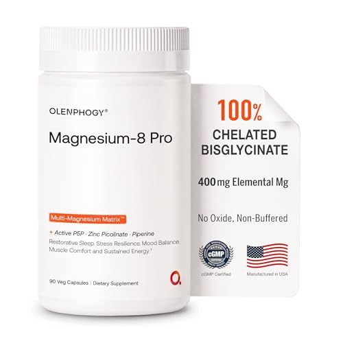 Magnesium Bisglycinate Complex Chelated Magnesium for Maximum Absorption 400mg Elemental Magnesium Supplement with Vitamin B6 & Zinc for Women & Men Sleep Stress Muscle Support 90 Veg Capsules