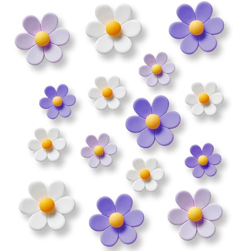 18 pcs - Cute Flower Magnet, Purple Magnet for Fridge and Locker, Whiteboard, and Decoration (18 pcs-Flower-Purple)