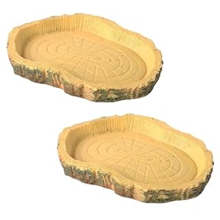 Rmeet lot de 2 gamelles reptile 11,5 x 9 cm, effet écorce