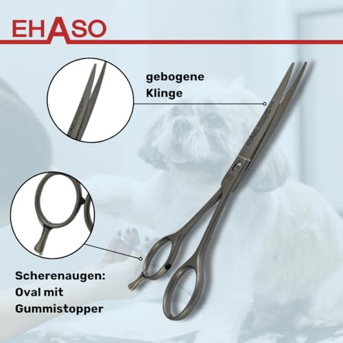EHASO Gebogene, langlebige Hundeschere Rostfrei, 17 cm matt