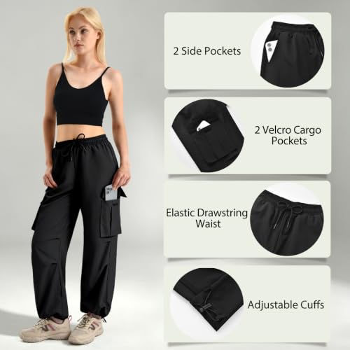 Cargo Pants Women Baggy Parachute Hiking Pants with 4 Pockets - image 4