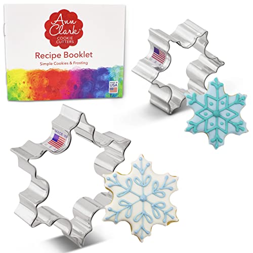 Ann Clark Cookie Cutters Ensemble de 2 emporte-pièces flocon de neige de Noël avec livret de recettes, 6,4 et 8,9 cm