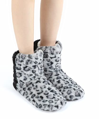 Image of DICUIRD Slipper Socks for Women,Fuzzy House Indoor Boots Slippers with Soft Soles,Warm Cozy Fluffy Sherpa Lined Booties Socks with Non Slip Bottom