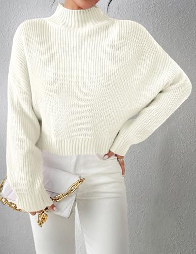 Image of Libsorge Womens Cute Lightweight Turtleneck Ultra Cropped Sweaters Spring 2025 Ribbed Knit Crop Thin Pullover Sweater