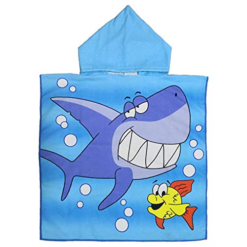 YZCX Asciugamano con Cappuccio in Cotone, Asciugamani da Bagno, Nuoto, Spiaggia, Accappatoi Telo Mare per Bambini (Squalo Blu)