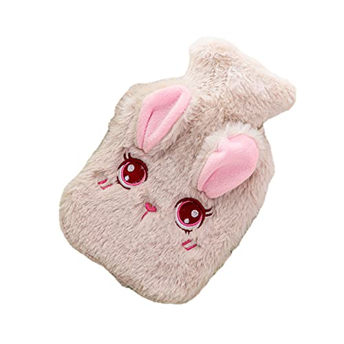 Bouillotte portable mignonne en peluche durable avec isolation thermique renforcée beige