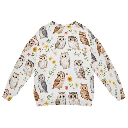 JUNZAN Cartoon Cute Owls White Big Boys Sweatshirts Hoodies Fleece Kids Pullover Hoodie Party 4T2