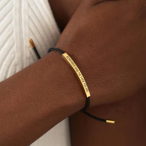 Image of Angyape Remember Who The F You Are Tube Bracelet For Women Men, 18k Gold Handmade Trendy Charms Adjustable Stainless Steel inspirational Bangle Bracelet for Teen Girls Cool Jewelry Gifts