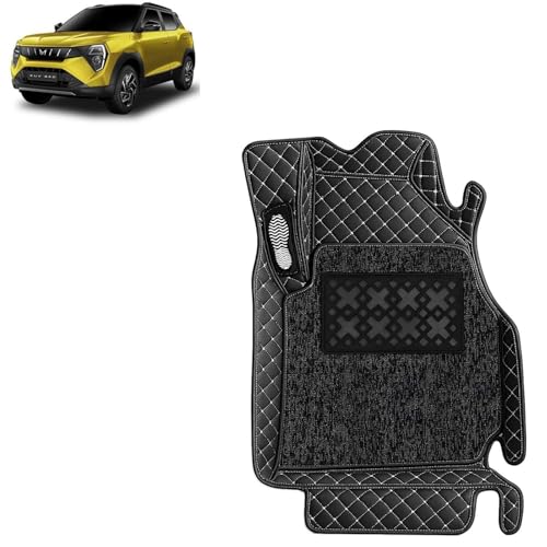 Image of KINGSWAY Accessories Premium 7D Car Floor Mats Only Compatible with Mahindra XUV 3XO (Manual Transmission) Year 2024 Onwards, Set of 3 Pcs, 100% Waterproof & Washable 7D Car Foot Mats, Classic Black
