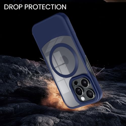 Image of KARWAN️Ultra-Hybrid Shockproof Back Cover with Mag-Safe Case foriPhone 15 Pro | Camera Protection Bump |Shockproof Back Cover Case for iPhone 15 Pro (PC & TPU, Smoked Matte Sides) Blue
