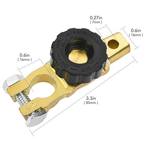 LotFancy Top Post Battery Disconnect Switch for Car, Truck, Boat, RV, ATV - Pack of 2, Heavy Duty 12V 24V Battery Cutoff Switch, 125/500 Amps