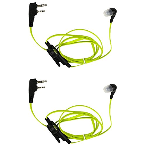 Kenmax® 2 Pin Noodles Cable Earpiece Headset Green For Baofeng Bf-F8Hp Uv-6R Wouxun Kg-Uv6D Kg-Uv899 (2 Pack) #TOP15