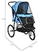 PawHut Hundewagen Hundebuggy klappbar für Hunde & Katzen bis 20 kg Katzenbuggy mit geländegängige Gummiräder Kissen Netzfenstern Türen Katzenwagen mit Aufbewahrungskorb Buggy Blau