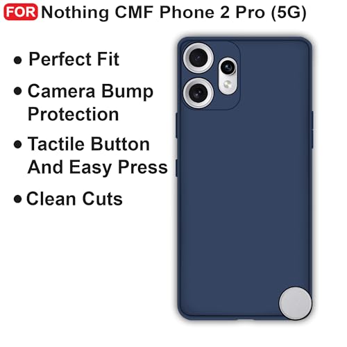 Image of CEDO Back Cover for Nothing CMF Phone 2 Pro (5G) | Camera Bump Protection & Inner Velvet Fabric Lining | Ultra Slim Matte Soft Rubberised Case Cover (Blue)