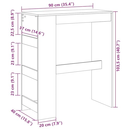 Table de bar avec étagère bois stable et durable 103,5 cm - 4