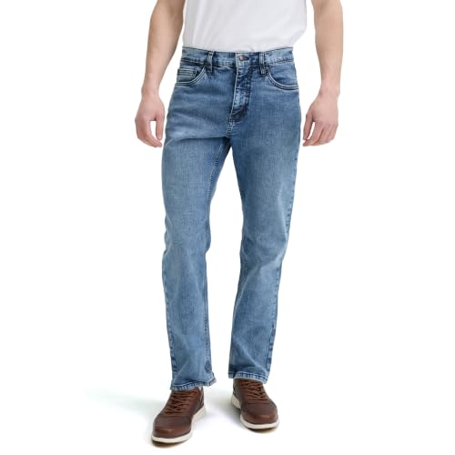 Image of Urban Star Mens Stretch Jeans - Relaxed Fit Straight Leg Superflex Denim | Up to Size 46 inch Waist - 4 Colors: Dark Blue, Medium Blue, Black, Grey