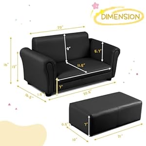 Infans2seatchildrensofaupholsteredcouchwithfootstoolsturdywoodconstructionarmrestcouchforpreschoolchildrenboysgirlskidcouchloungebedwithottomanblack Urban Country Home Decor Infans 2 seat children sofa upholstered couch with footstool sturdy wood construction armrest couch for preschool children boys girls kid couch lounge bed with ottoman black urban country home decor