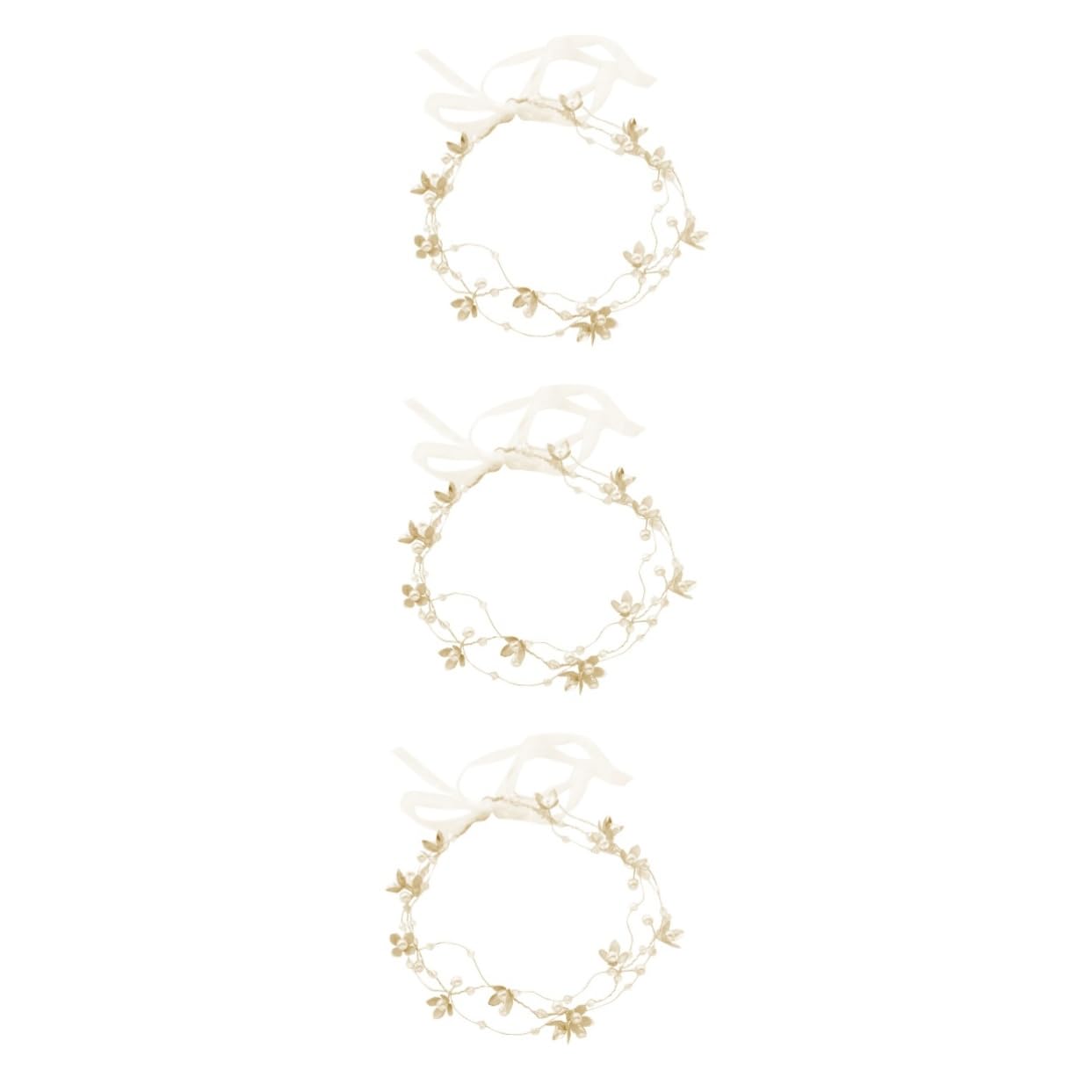 FRCOLOR 3piezas Diadema De Flores Doradas Para Novia Accesorio De Cabello Perlas y Cristales Tocado Elegante Para Bodas Especiales