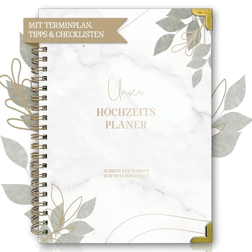 BIROYAL Hochzeitsplaner Deutsch für den großen Tag, 160 Seiten Wedding Planner mit Terminplan, Checklisten, Zeitplan und Tipps, Hochzeit Buch mit...