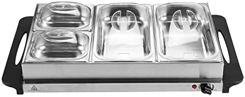 Buffetwärmer | Warmhalteplatte | Speisewärmer | 300 Watt | 4 Speisebehälter | Buffet Wärmer | Speisenwärmer | Chafing… – Bild 6