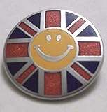 Handgefertigte Emaille Anstecknadel Smiley Union Jack Emaille