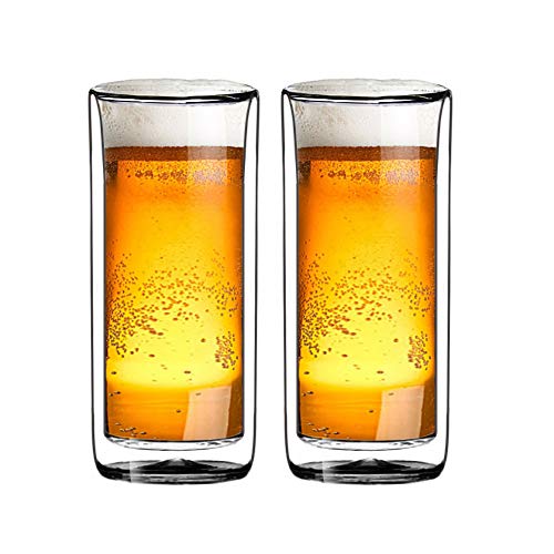 Sun's Tea (Set of 2) 20oz (600ml) Ultra Clear Strong Double Wall Insulated Thermo Glass Tumbler V3 Highball Glass for Beer/cocktail/lemonade/iced Tea/Smoothie (Real Borosilicate Glass, Not Plastic)2