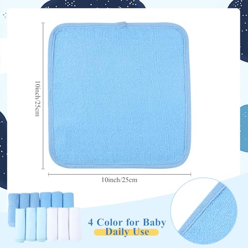 Image of CroBlissful 12 Pack Colorful Baby Washcloths 12 * 12 inch Newborn Wash Cloths Baby Soft Cotton Towels Reusable Baby Wipes for Face Baby Shower Gifts, 4 Colors (Blue)