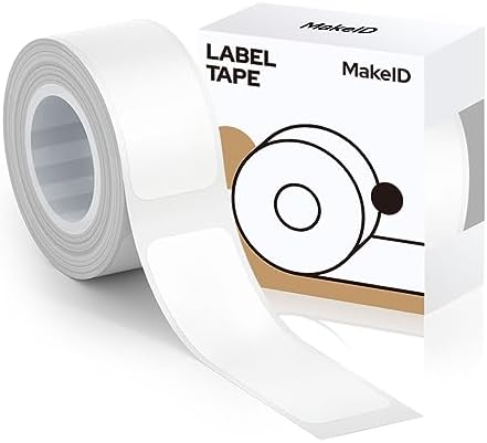 Waterproof Laminated Labels 3 Rolls White Label Tape 12mm X 4m - Compatible With MakeID L1, Q1, E1 Label Makers - Waterproof Laminated Stickers Make Id