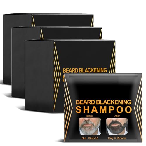 Beard Dye,Shampoing à barbe noircissant naturel pour hommes, shampoing à barbe,Darkening Beard Shampoo,lavage naturel de la barbe, teinture pour barbe,shampoing colorant pour barbe noire (3pc, 15ml)