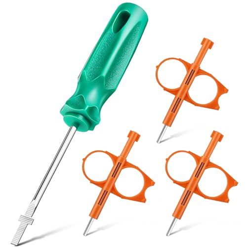 Universal Sprinkler Tool Kit, Rotor Adjustment Tool Set with Pull Up Screwdriver & 3 Rotor Keys, Compatible with Hunter & Compatible with Rain Bird, Arc Radius Distance Control(Green and Orange)