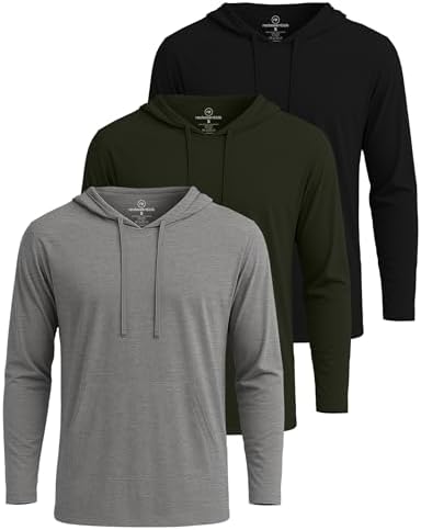 3 Pack Men's Cotton Hoodies Long Sleeve Workout Casual Pullover Sweatshirt