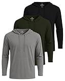 Real Essentials 3 Pack: Men's Cotton Lightweight Casual Pullover Drawstring Hoodie With Pocket (Available In Big & Tall) Set 6,L