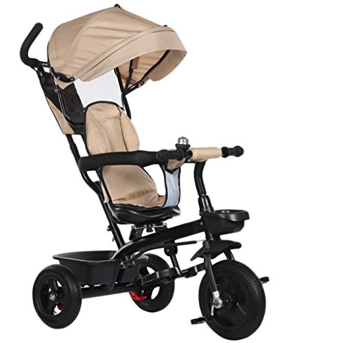 NBgy Tricycle, Roue Gonflable Tricycle Multifonction 4 en 1 avec Siège Pivotant, Tricycle Extérieur pour Bébé, 2 Couleurs, 90x70x56cm ( Color : Noir )