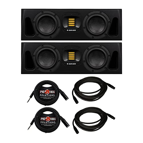 Adam Audio A44H Powered Two-Way Midfield Studio Monitor (2-Pack) Bundle With Xlr Cables (2-Pack) And Xlr To 1/4-Inch Trs Cables (2-Pack) (6 Items) #TOP15