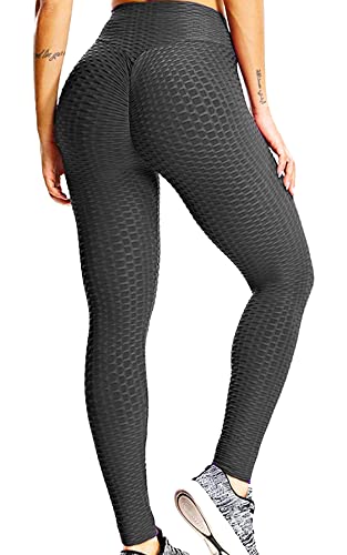 Genérico ALEJANDRÍA- Leggings de Mujer, Push Up, Mallas Deportivas, con Textura, Tipo Panal. (S, Negro)