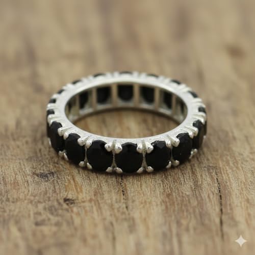 Image of 55Carat Choose Your Color Natural Gemstone Sterling Silver Band Ring Birthstone Friendship Love Size 5-13