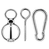 DiDiBirDi Horse Tie Ring, 304 Stainless Steel Tie Ring for Horses for Indoor and Outdoor Horse Trailers with Enlarged and Thickened Clip (3 Pack)
