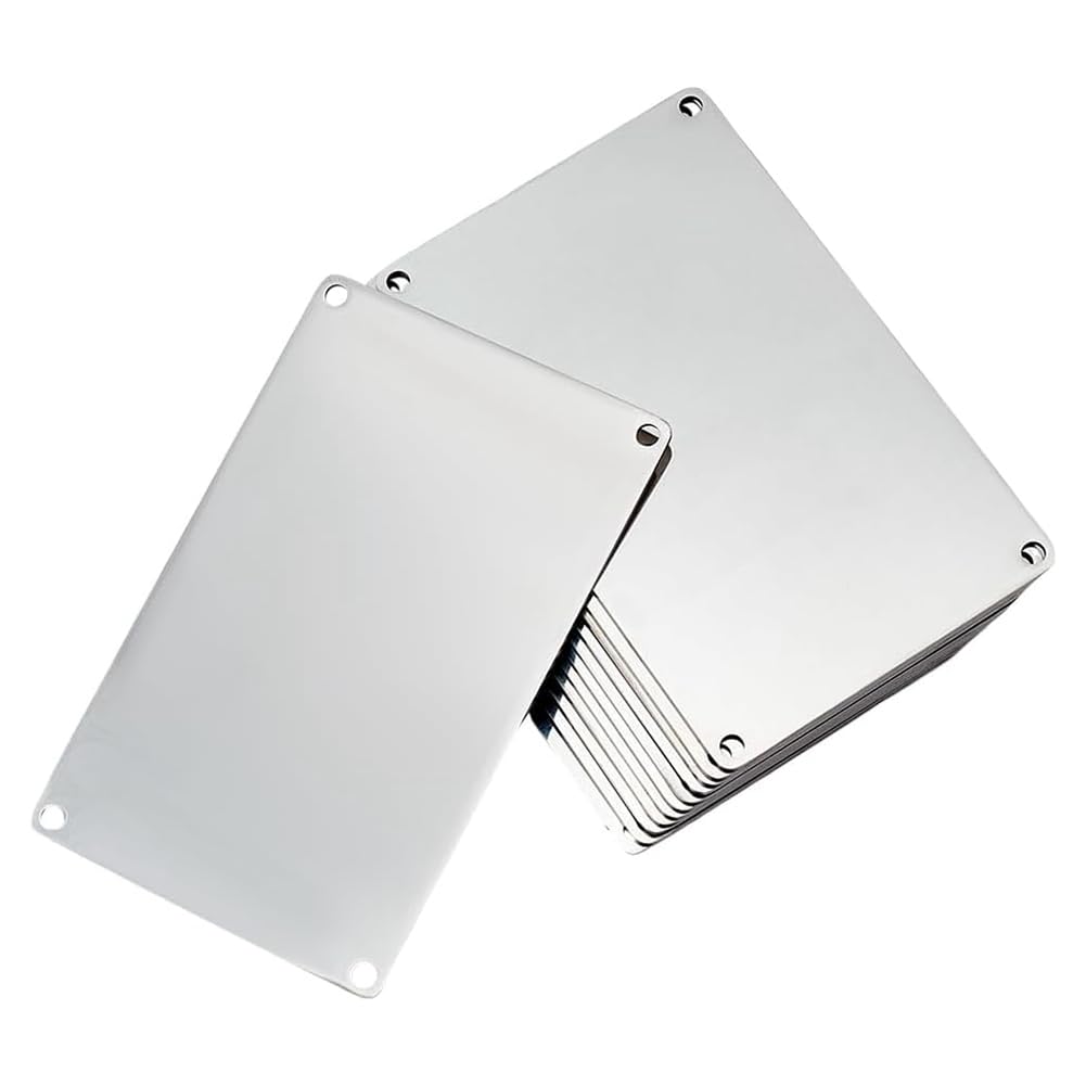 Geroosaty 12 Pcs 304 Stainless Steel Engraving Blanks, 3.4x2.1 Inch Rectangle Blank Tag Metal Stamping Blanks Pet Tags 4-Hole